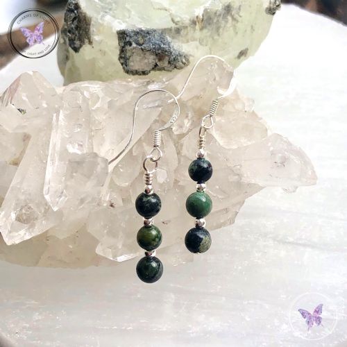 Kambaba Jasper Triple Bead Earrings
